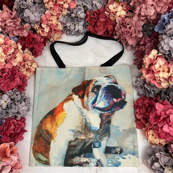 Eco-Friendly Adorable English Bulldog Folding Tote Bag - Picture 2 of 14